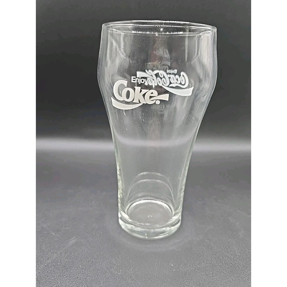 Vintage 1970s Large WHITE LOGO "ENJOY COCA-COLA COKE" Clear  Drinking Glass